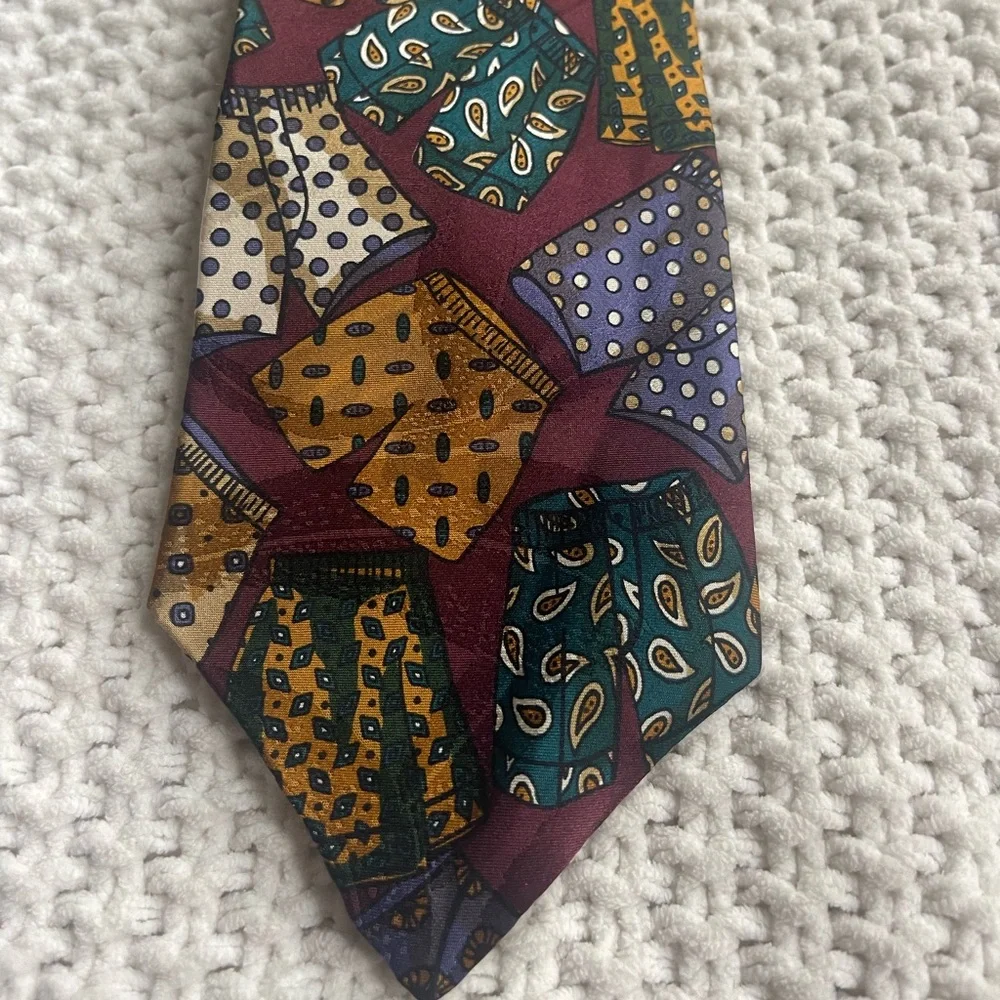 Mario Valentino‎ burgundy maroon necktie boxers vintage 100% silk